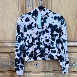 525 Dip Tie-Dye Women's cropped cotton Sweater - Pink and Black